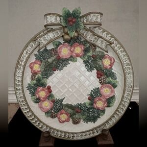 Fitz and Floyd Christmas Wreath Canapé plate w bow